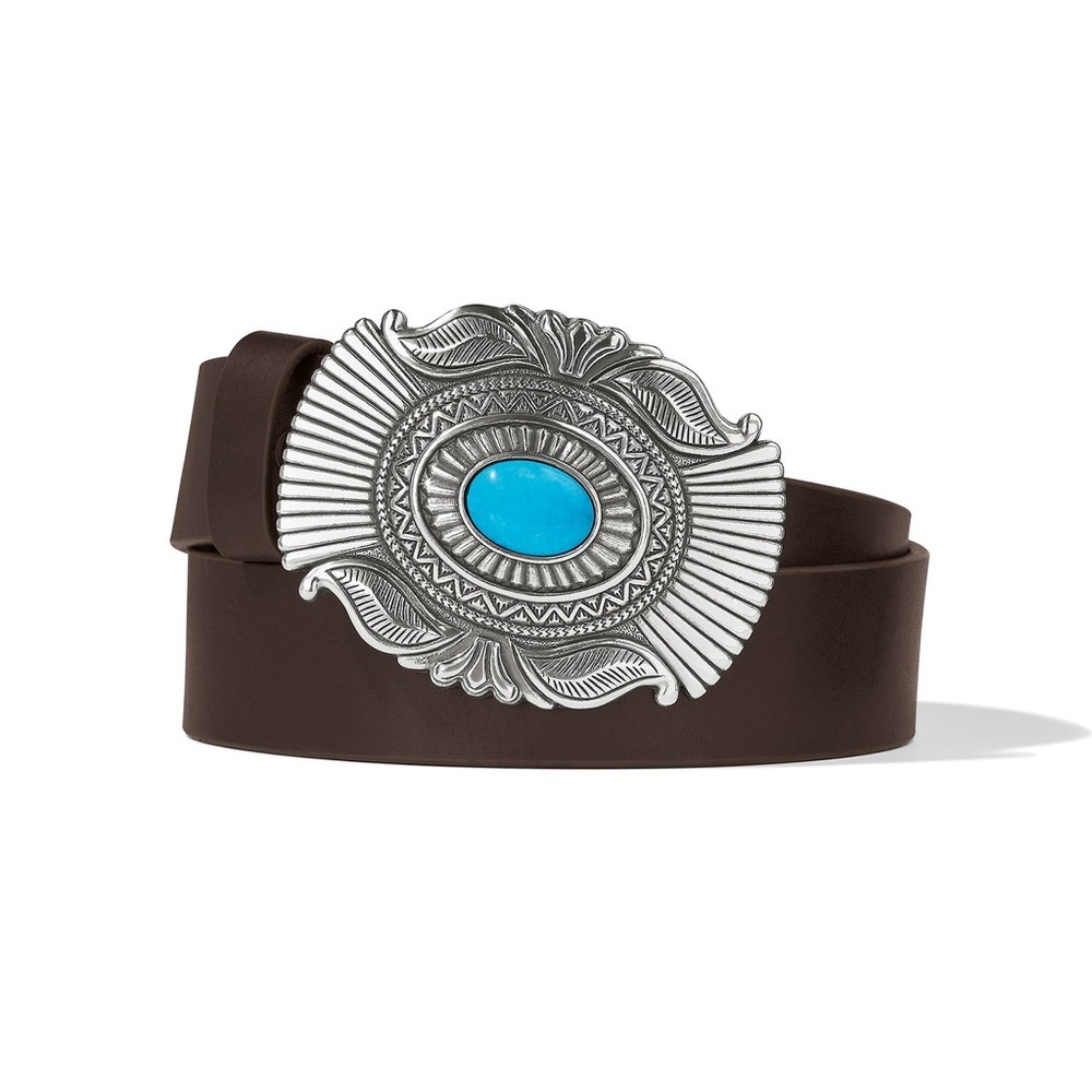Brighton Raindance Belt Size Large Brown Leather Silver Plated Handcrafted